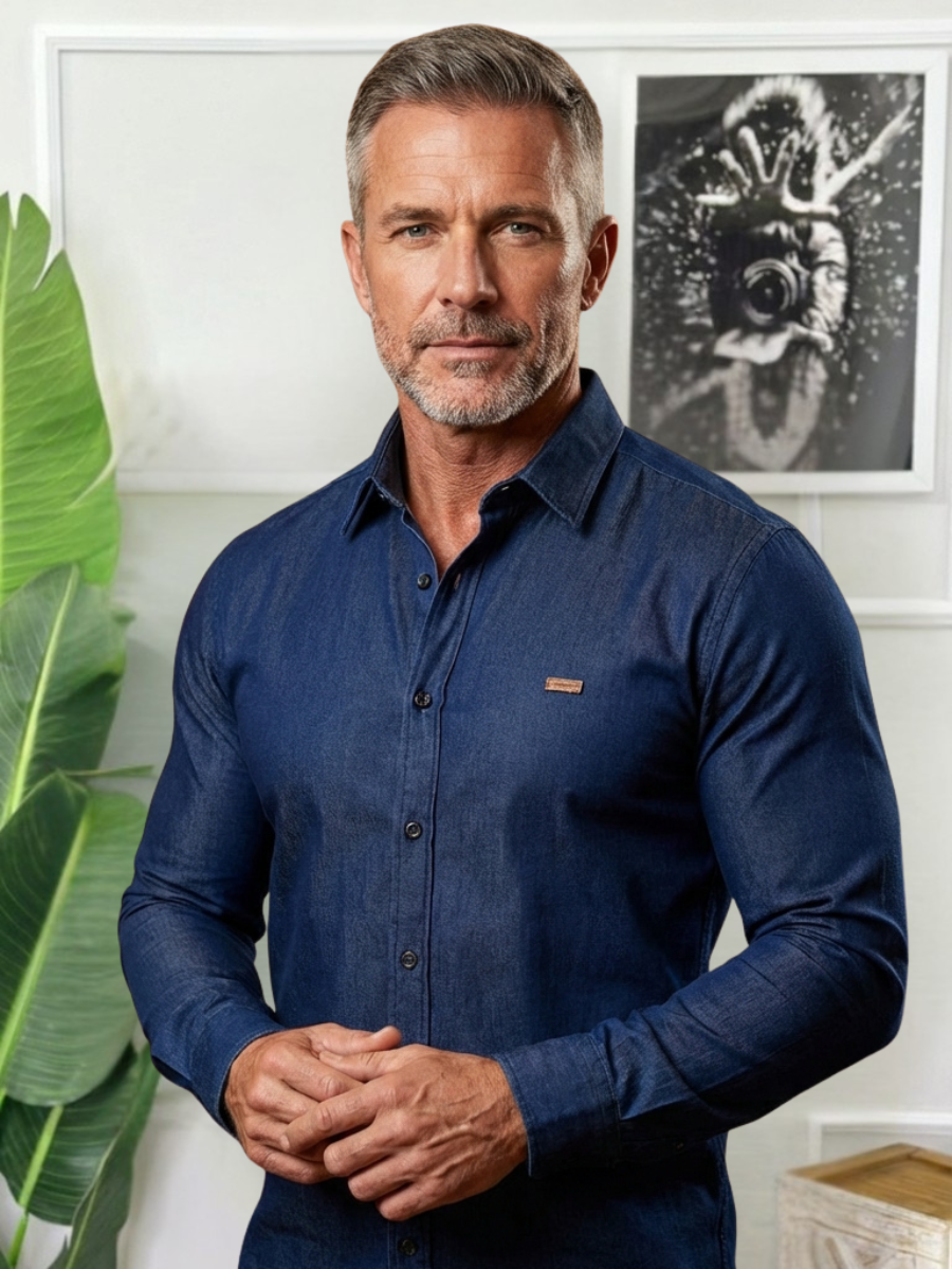 Camisa Social Jeans Masculina Burath